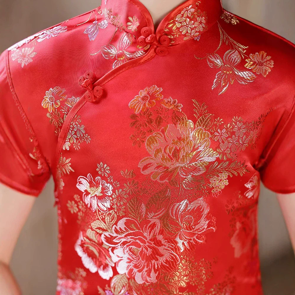

Children's Red Qipao New Summer And Autumn Retro Western Style Princess Dress Chinese Style Girls' Dress