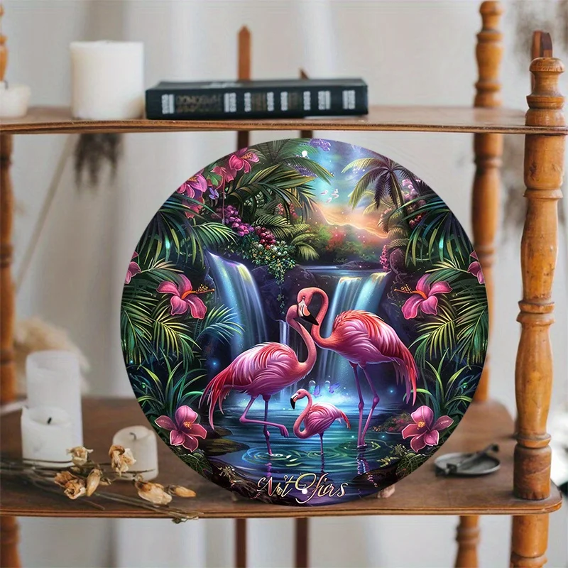 Elegant Pink Flamingo Metal Wall Art, Lightweight, Anti-Graffiti and Bendable, Suitable for Living Room, Wall, Home Decoration