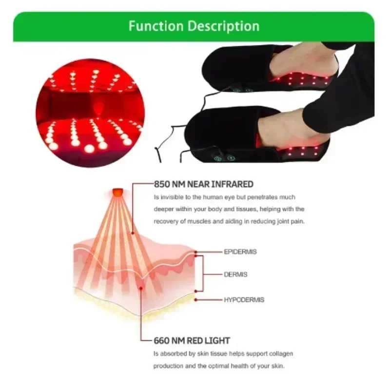 Professional Small Home Use Photon Infrared Treatments Boots Slippers Foot Shoes Led Red  Therapy Light