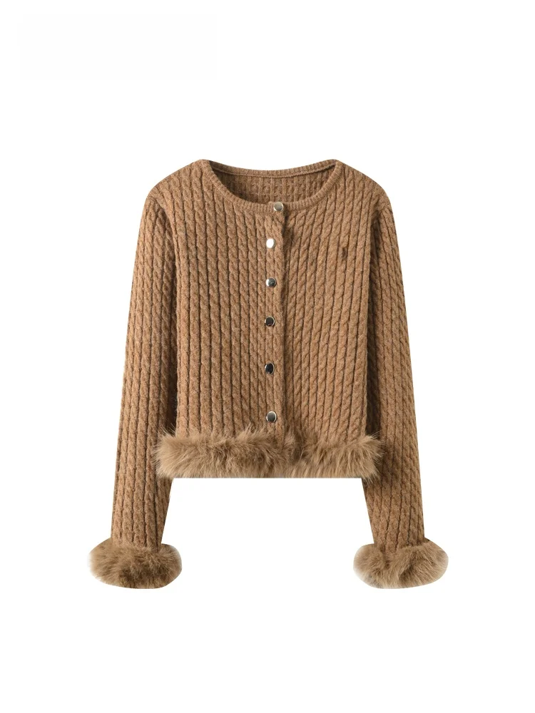 

CaraCLUB plus Size Fce Lined Knitwear round Ne Casual Top for Women Warm Sli Autumn Faion Loose Fit Long Sve