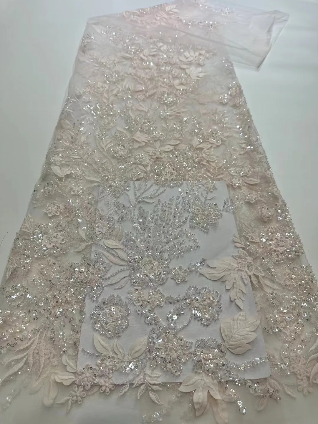 French luxury net chiffon lace fabric, African high-quality net sequined embroidered lace fabric, Nigerian dress sewn