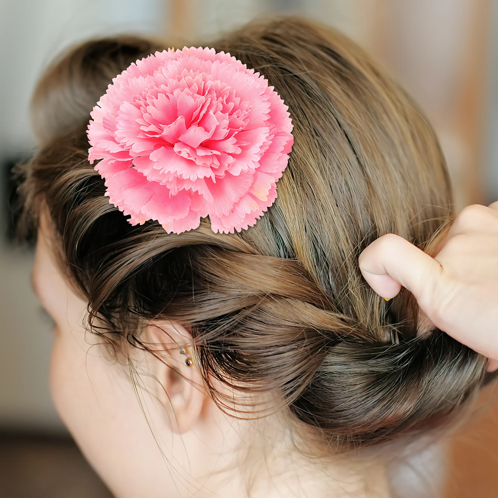 

4pcs Layered Carnation Hairpins Floral Accessories Wedding Bridesmaid Barrettes Durable Flower Hair Clips For Party Prom Photo