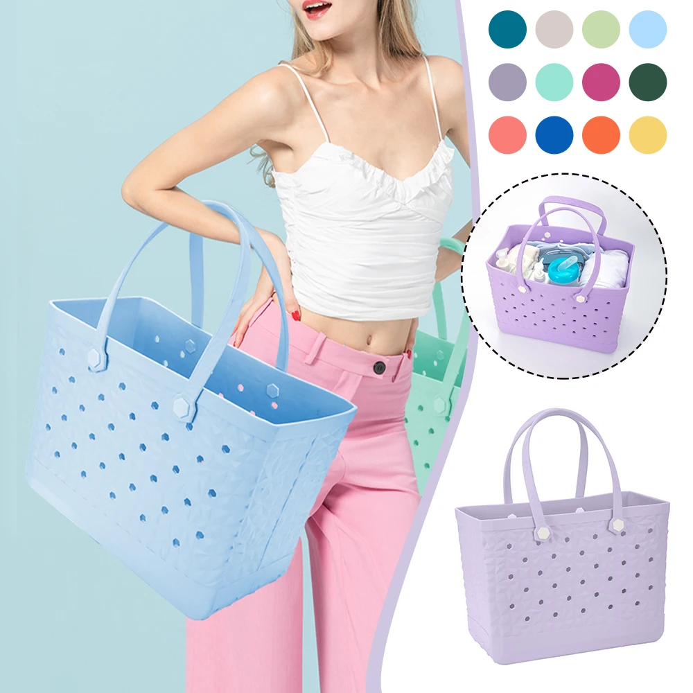 

Минималистичная однотонная летняя пляжная сумка Eva, легкая женская пляжная сумка для туалетных принадлежностей