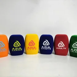 Square Flocking microphone Sponge Customized logo espuma micrófono personalizada video mic windscreen For TV Stations Interview