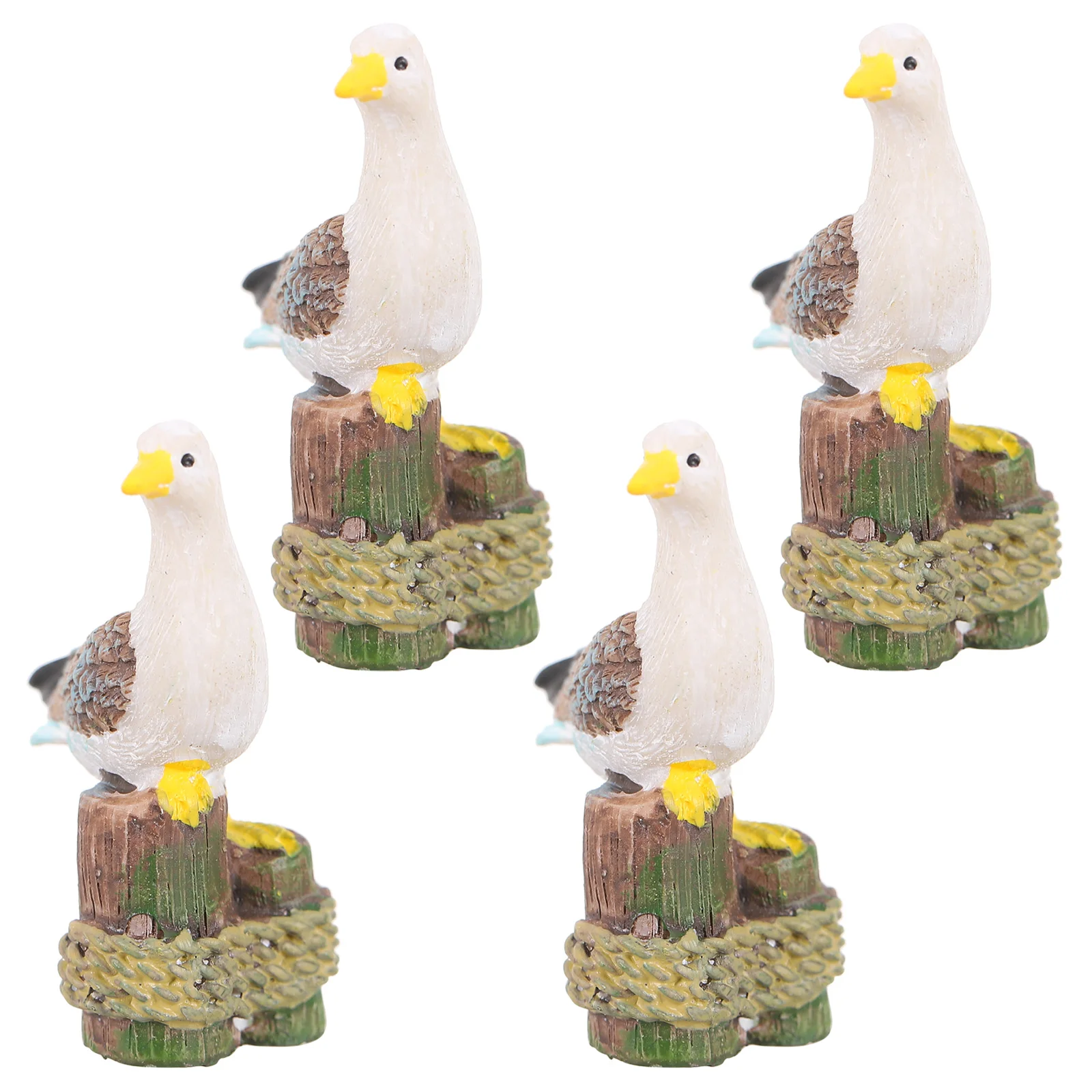 

4pcs Seagull Decorative Figurines Fairy Garden Wooden Photo Props Seagull Nature Model Kids Gifts Desk Ornament Photo Props