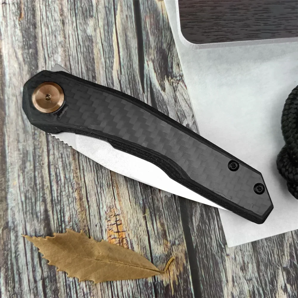 0545 Outdoor Survival Camping EDC Tools MagnaCut Fin Ball Bearing Folding Knife D2 Stone Washing Blade Carbon Fiber Treatment