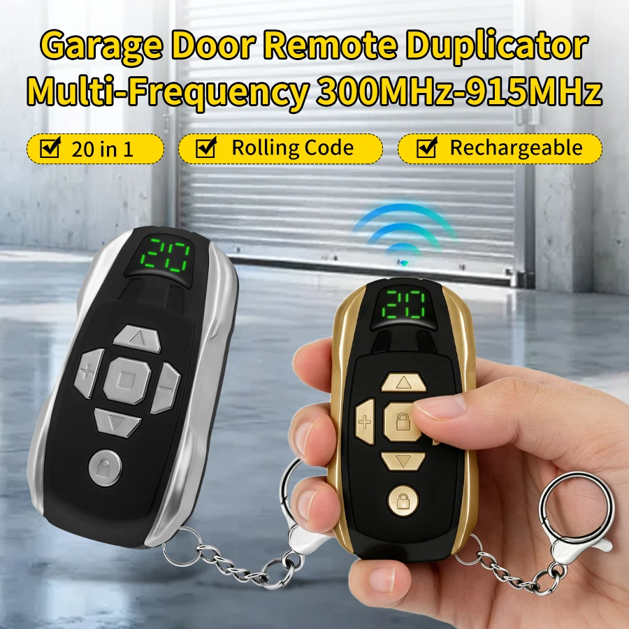 20 Channel Universal Remote Control 300-915MHz Multi Frequency Garage Door Opener Rolling Code Copy Remote Type C Rechargeable