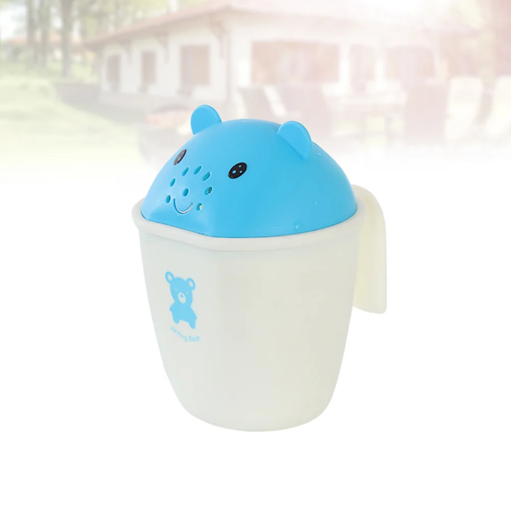 كوب شطف حمام الطفل على شكل دب كرتوني، شامبو أزرق، رشاش سهل الاستخدام لحماية العين، تصميم متين وسميك