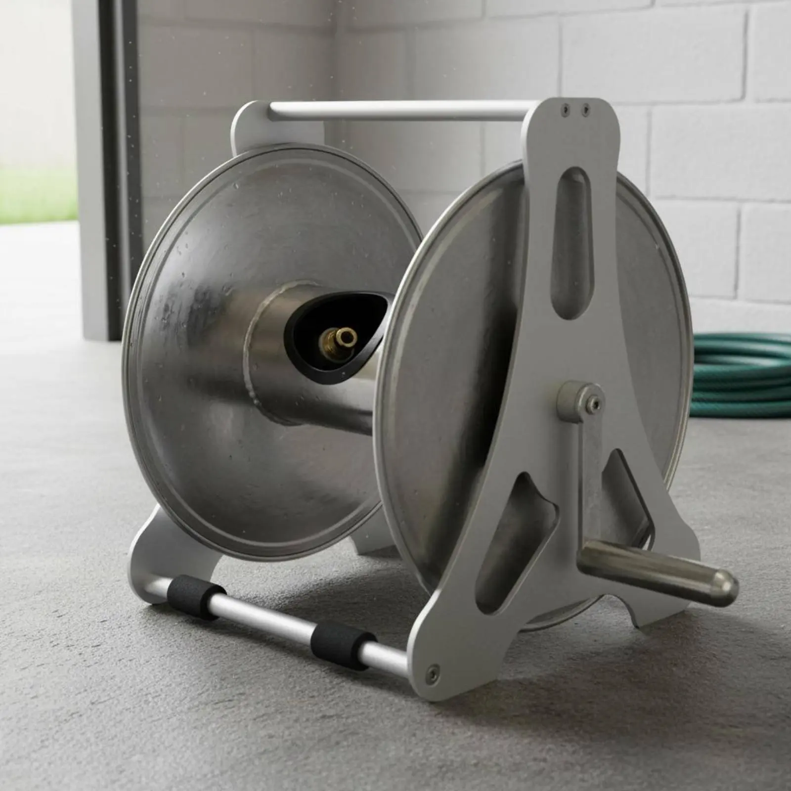 

Stainless Steel Hose Reel Easy Winding Wall Mount Hose Holder Outdoor Storage Leak-Resistant for Garden, Patio
