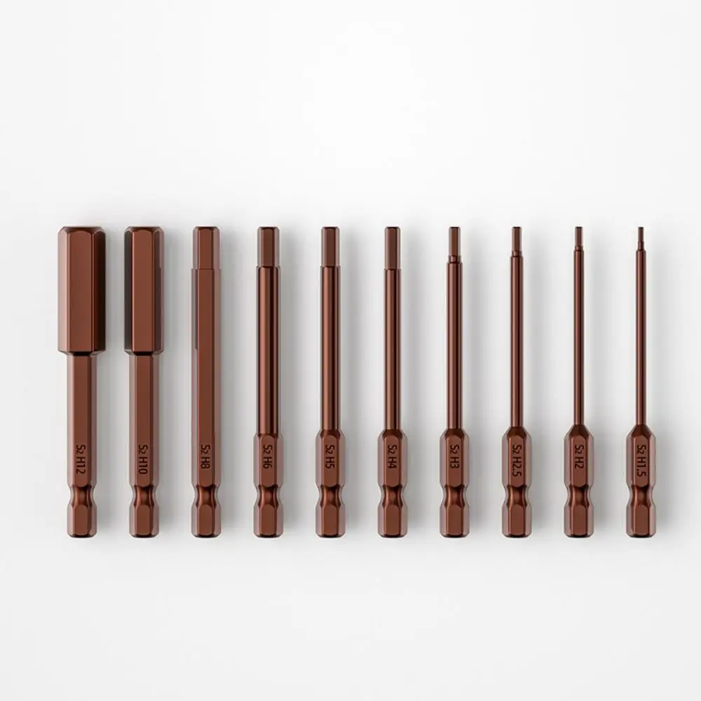 

10 PCS Metric 65 MM Allen Wrench Hex Head Magnetic Tips Hex Bits Set S2 Steel Hex Key Quick Release Adapter Screwdriver