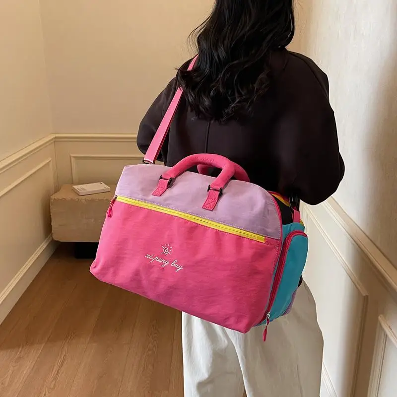 Dopamine Travel Bag Large-Capacity Vibrant Color Lightweight Luggage Durable Waterproof Duffel for Women Men Trip Vacation Gift