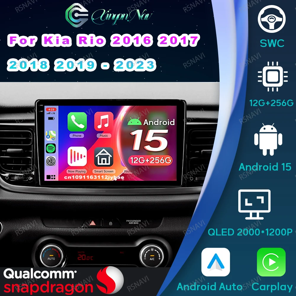 

Android 15 For Kia Rio 2016 2017 2018 2019 - 2023 Car Support for Mobile Golf 5 Tesla Model 3 Accessories 5G WIFI GPS Lighter BT