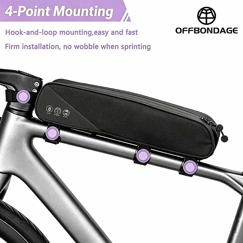 OFFBONDAGE 2.5L Gravel Bike Bag Bicycle Frame Bag Waterproof Cycling Tube Bag MTB Road Bike Front Bag With Straps Large Storage