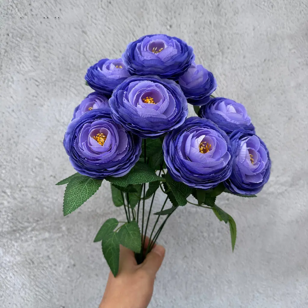 9-Köpfiger Strauß Künstliche Eustoma-Blumen, Exquisite Blumendekoration für Heimdekoration, Hochzeitsarrangements, Party-Hintergrund – Detail 9