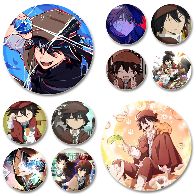 44mm Edogawa Rampo Anime Character Badge Cosplay Cartoon Cute Brooches Exquisite Enamel Pins for Backpack Jewelry Clothes Gifts