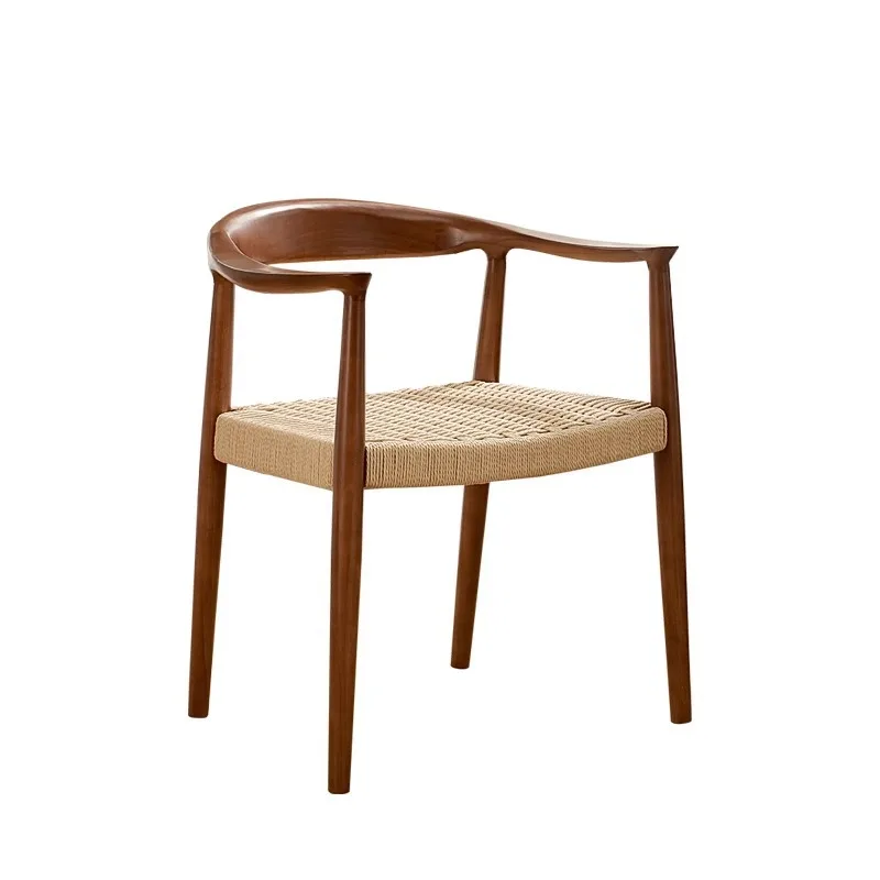 

Nordic Solid Wood Rope Chair Household Dining Chair Armrest Back Chair