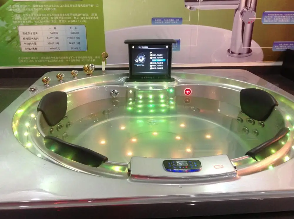 حار بيع حوض استحمام مقاوم للماء المنبثقة التلفزيون 10 "-19" 178/178 تدليك حوض استحمام ساخن اختياري حجم التلفزيون للاسترخاء الحياة حوض الاستحمام سبا في الهواء الطلق