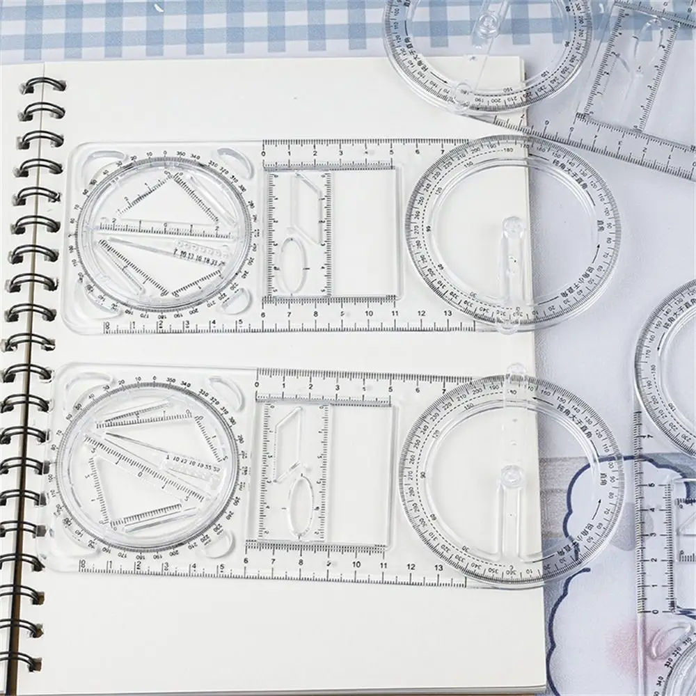 Activity Angle Drawing Ruler Multifunctional 360 ° Movable Geometry Ruler Ruler Straight Plastic Drawing Template Primary School