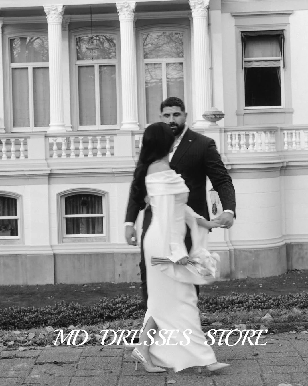 MD Elegan White Mermaid Wedding Dress Long Sleeves Evening Dress Off Shoulder Bride Gownvestidos de novia Customized 2025 Saudi