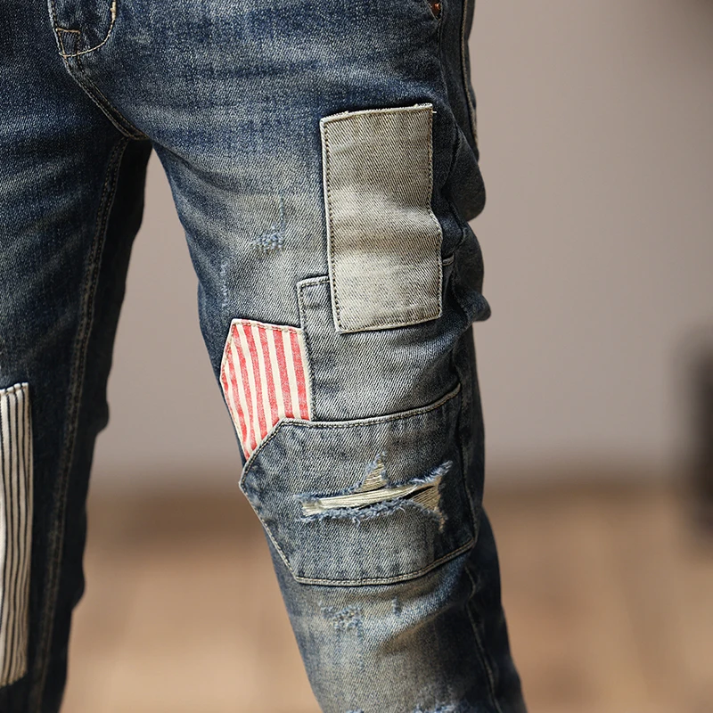 أزياء إيطالية جديدة جينز عالي الجودة مطاطا التخسيس الحنين التصحيح غسلها جودة عالية غسلها السراويل الزرقاء Y2K #6