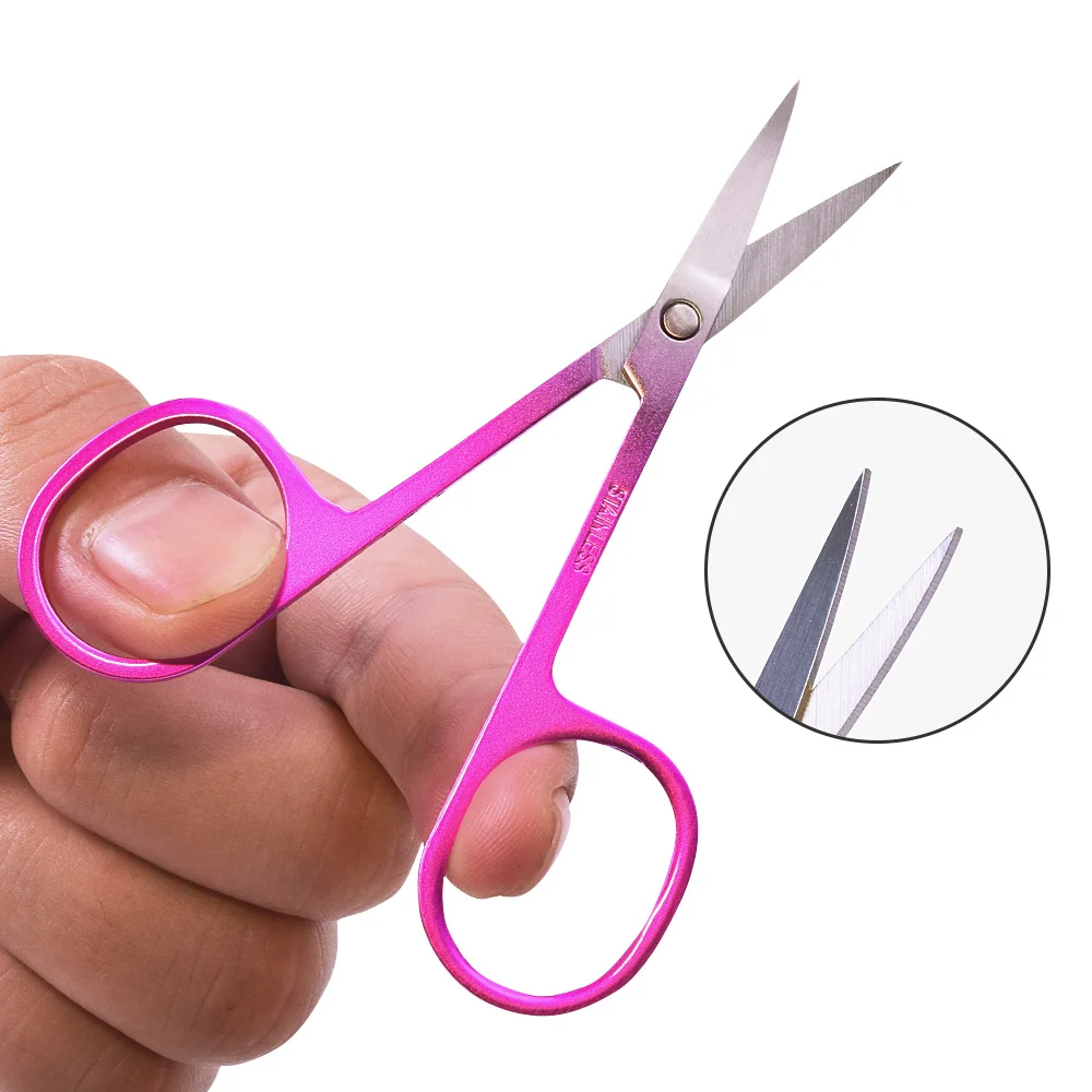 3 color options Stainless Steel Eyebrow Scissor Hair Trimming Beauty Makeup Nail Dead Skin Remover Scissor Makeup Tool