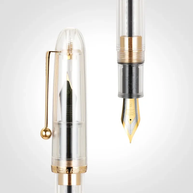 Jinhao 9016 Dadao Fountain Pen Acrylic Transparent Spin Pen EF/F/M Nib  Writing Pens PK 9019 Stationery Office School Supplies