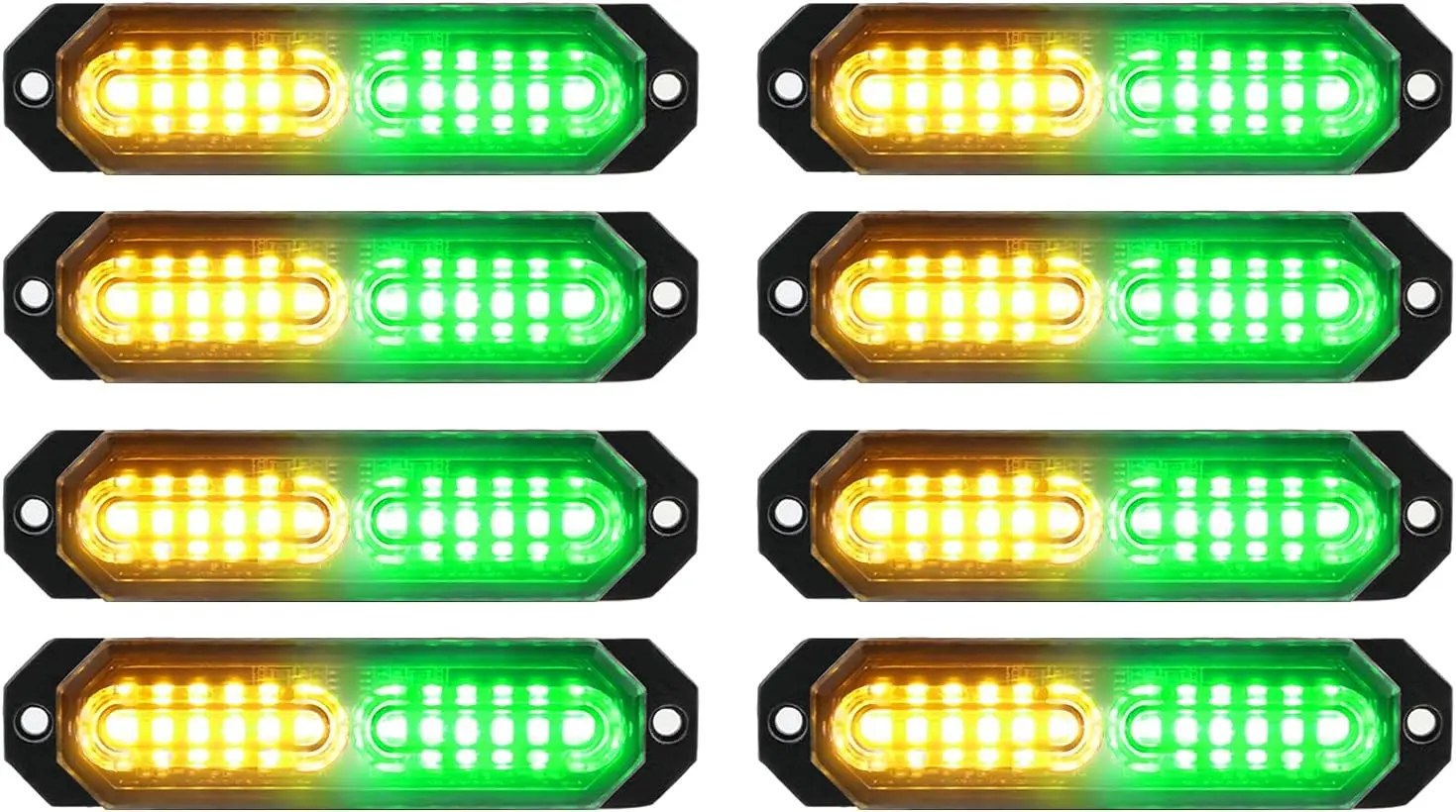 8pcs Sync Feature Ultra Slim 12-LED Surface Mount Flashing  Lights for Truck Car Vehicle LED Mini Grille Light Head Emergency