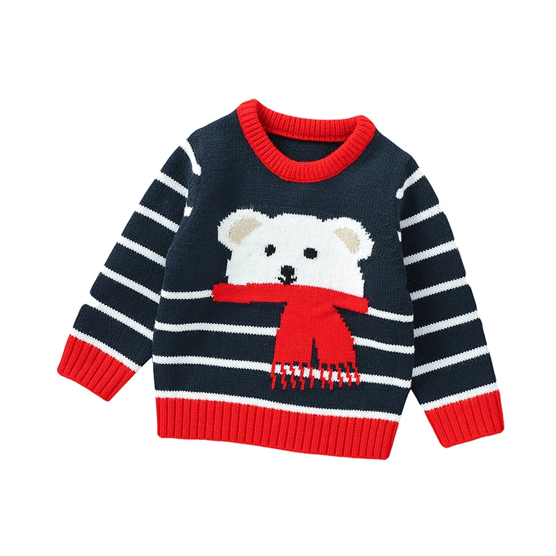 Teddy Bear Print Long Sleeve Baby Boys & Girls Winter Sweaters Soft O-neck Infant Sweatshirt For 6-36 Months Newborn