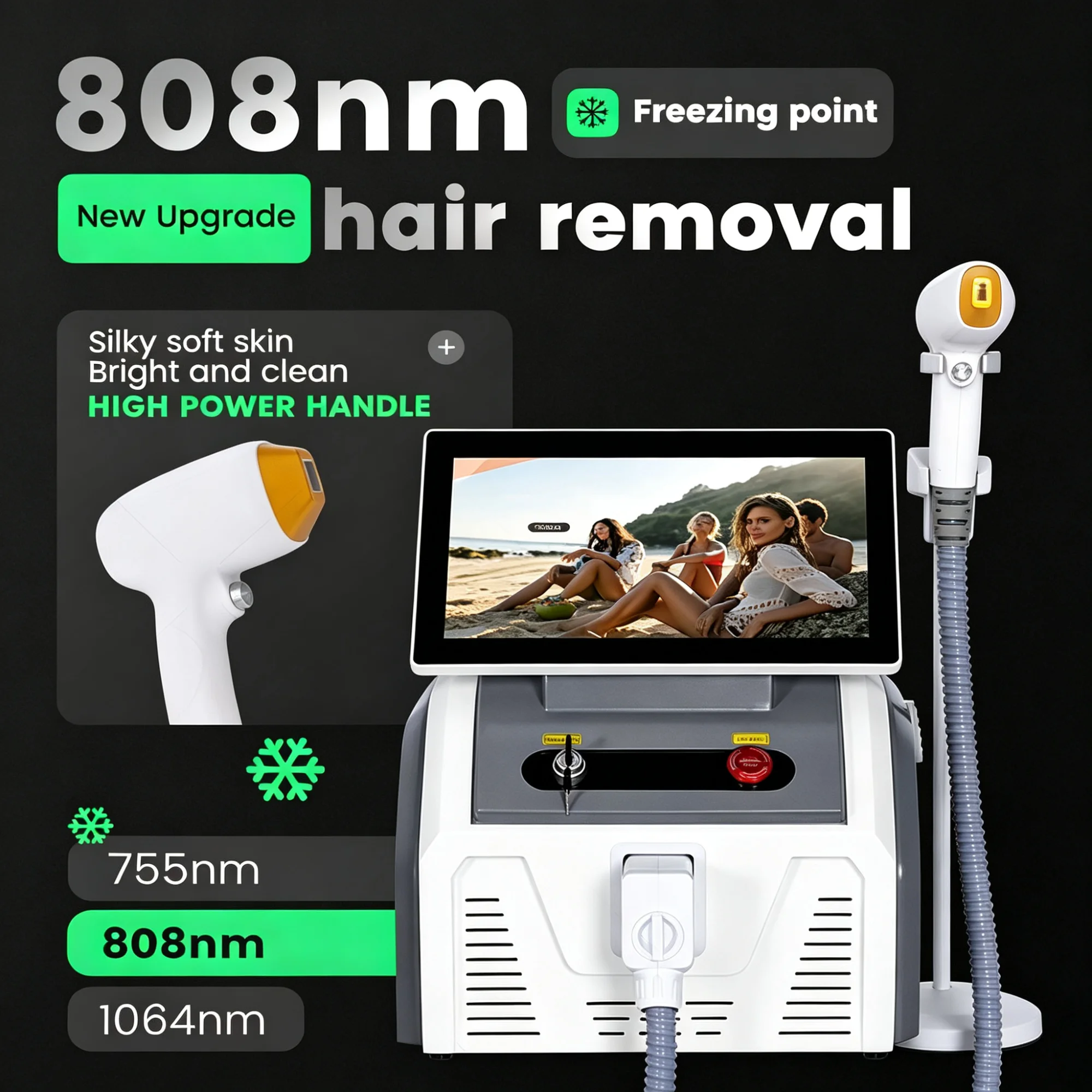 6000W 808nm Diode Laser Hair Removal Machine Freezing Point 755nm 1064nm Painless High Power Beauty Equipment