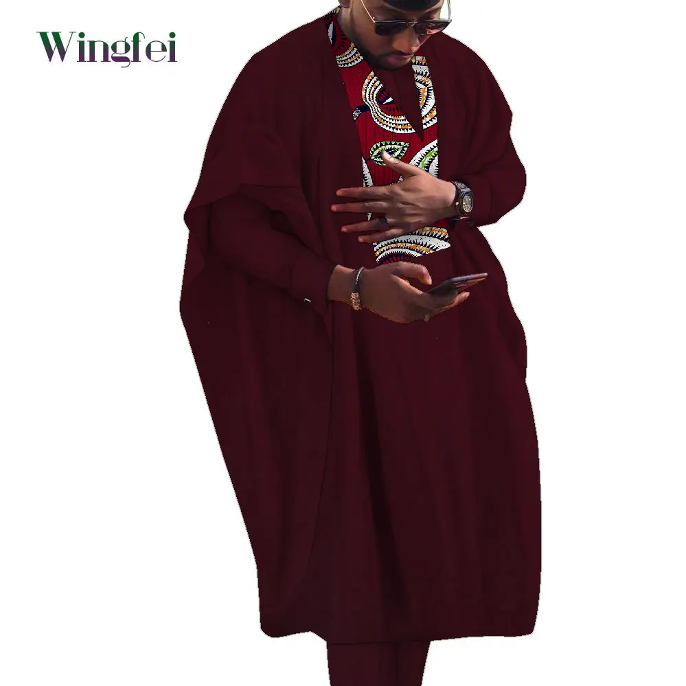 African Style Men\'s Outfits Dashiki Agbada Robe Suits 3 Piece Sets Men African Attire Abaya Nigerian Clothes Large Size WYN1359