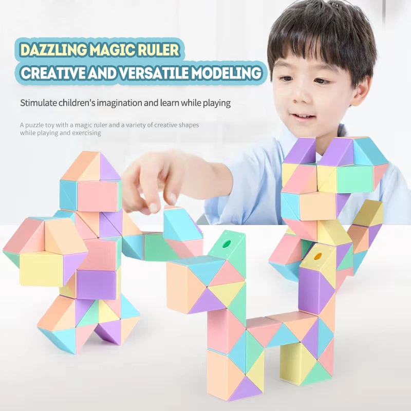 Magic Ruler Puzzle Maze Toy Hand Game Case Box Fun Brain Game Challenge Toys Antistress Twist Snake Folding Toy (36)