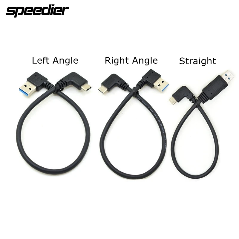 

90 Degree USB C Cable USB 3.0 A to USB Type C Left / Right Angle Data Sync & Charge Cord USB-C Converter Adapter double angled