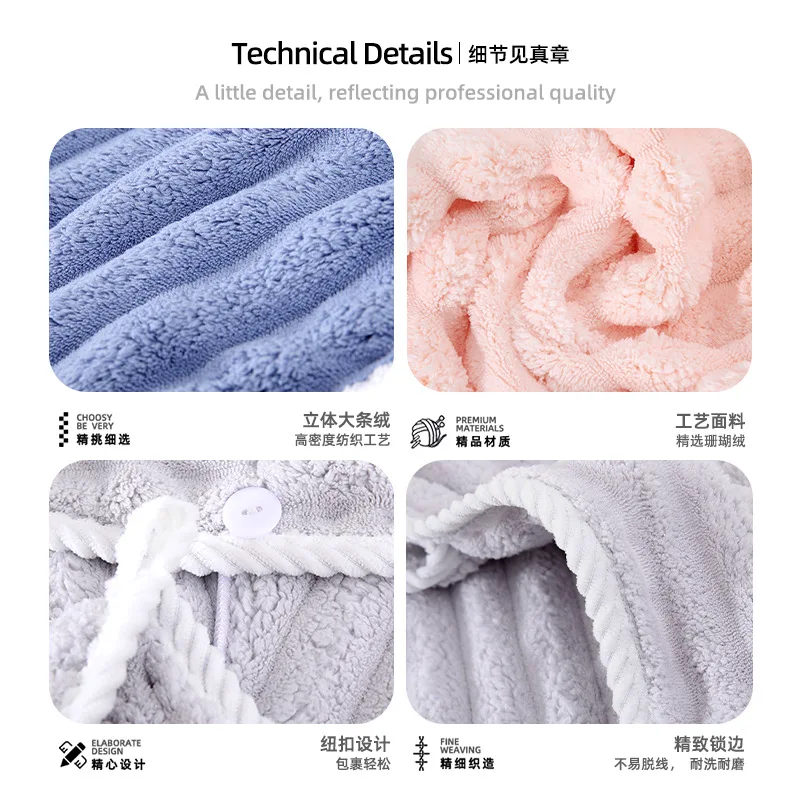 Dry Hair Cap for Women, Thickened and Super Absorbent Headscarf for Wiping Hair, Quick Drying Cap, Dry Hair Towel