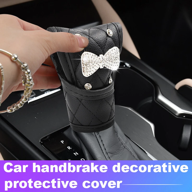 Universal Diamond Bow Gear Shift  Leather Cover Gear Rod Protect Case Dustproof  Lever Handle Nonslip Manual Shifter For Lady
