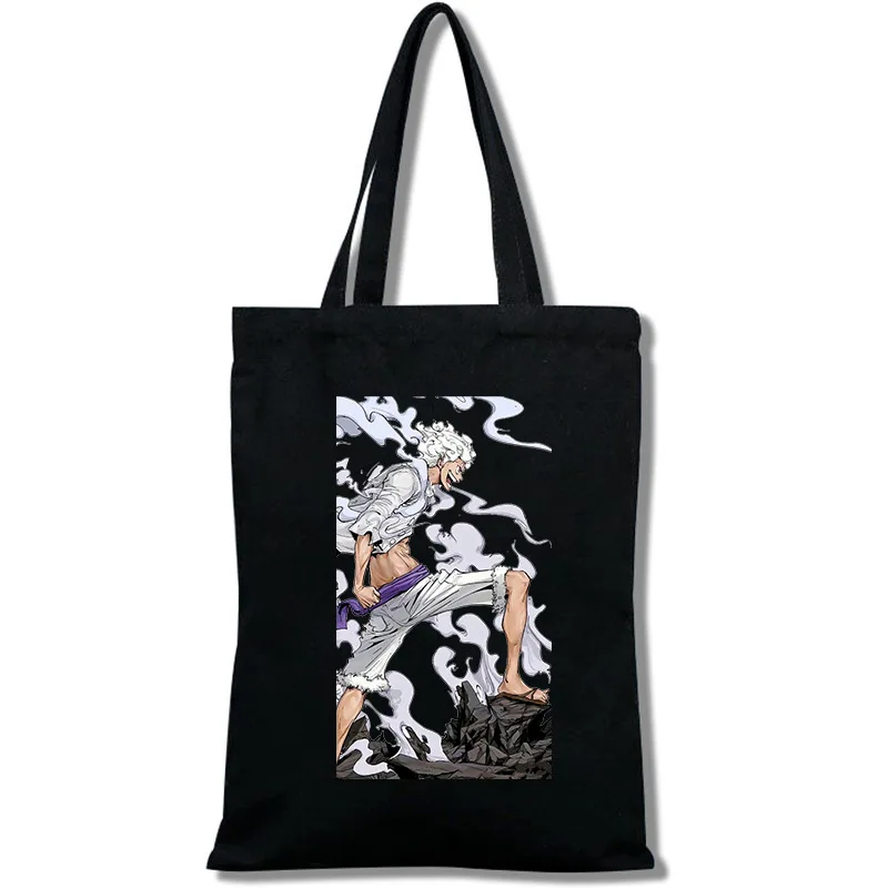 One Piece Luffy Canvas Shoulder Bags Anime Peripherals Large Capacity Storage Bag Gear Fifth: Sun God Nika Folding Shopping Bag