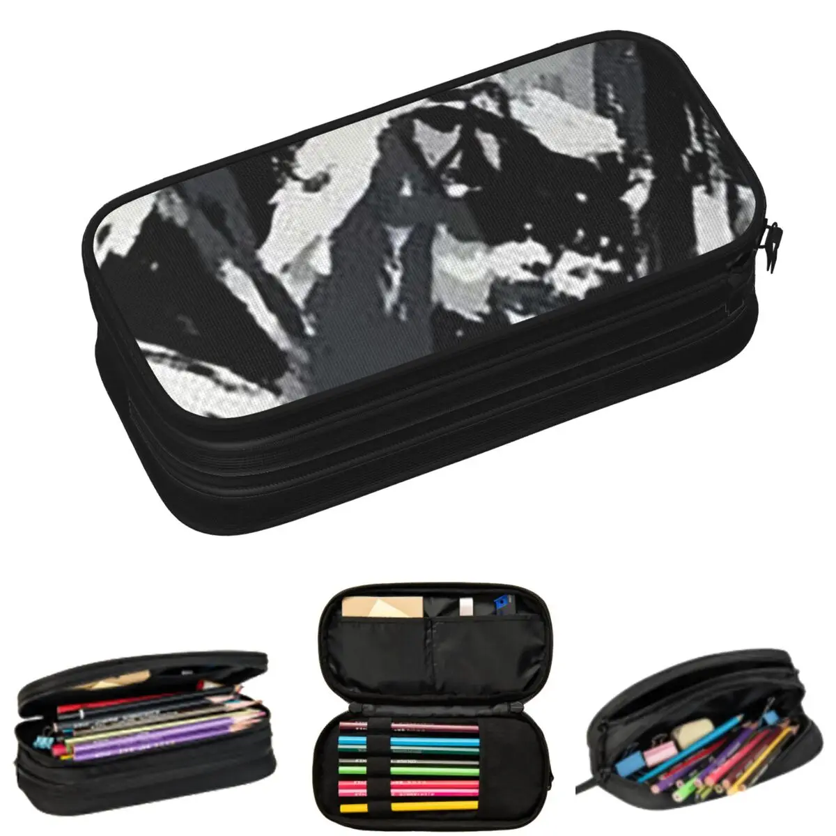 

Cool Graffiti Black White Grey Pencil Cases for Student Gifts Pen Box Pencil Bag Large Capacity Pencil Pouch