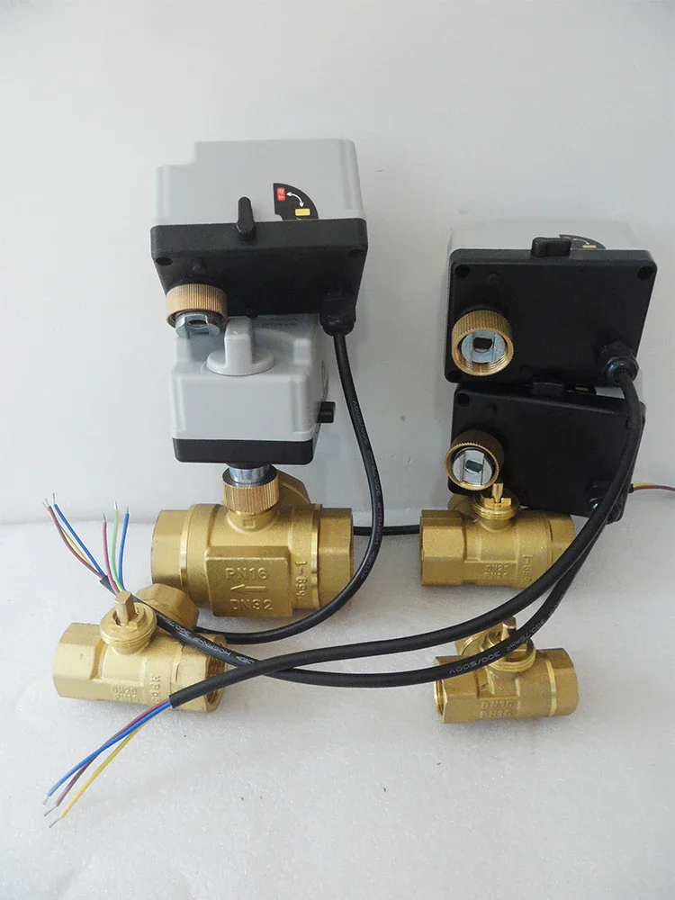 Vanne à bille motorisée en laiton de type T à 3 voies et 2 voies AC220V DC12V/24V, actionneurs électriques à 3 fils et 2 commandes avec interrupteur manuel