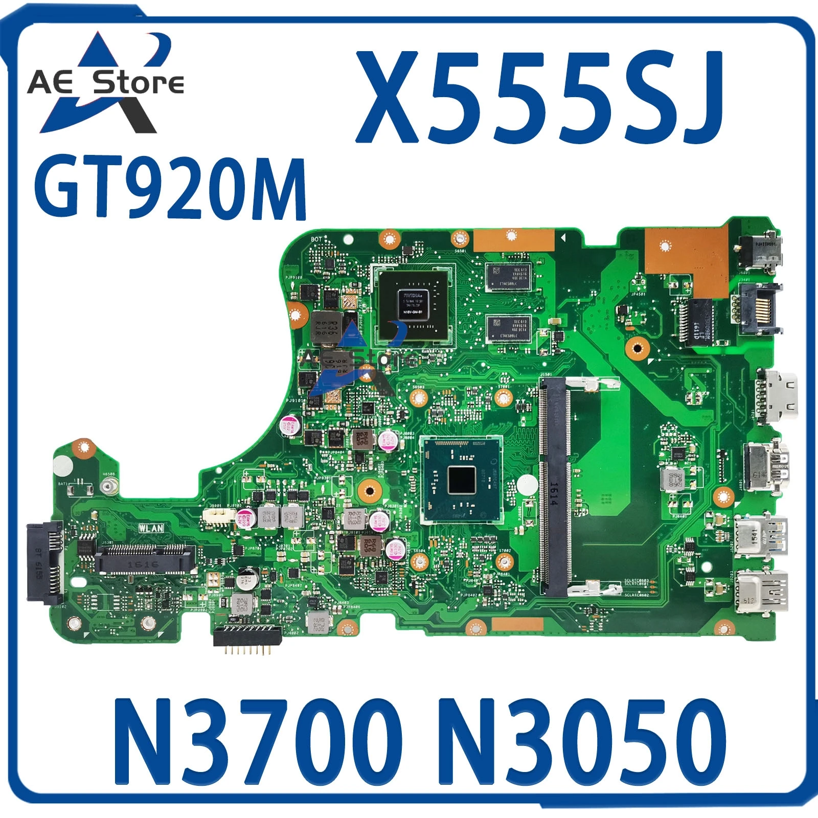 

X555SJ N3700/N3050/N3150 GT920M Mainboard For ASUS K555SJ K555S X555 A555S Laptop Motherboard 4Cores MAIN BOARD TEST OK