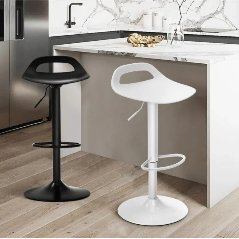 Minimalist Design Kitchen Chair, Rotating Lifting Bar Stool, Solid Chassis, Hollow Backrest, Counter Stools in Various Styles