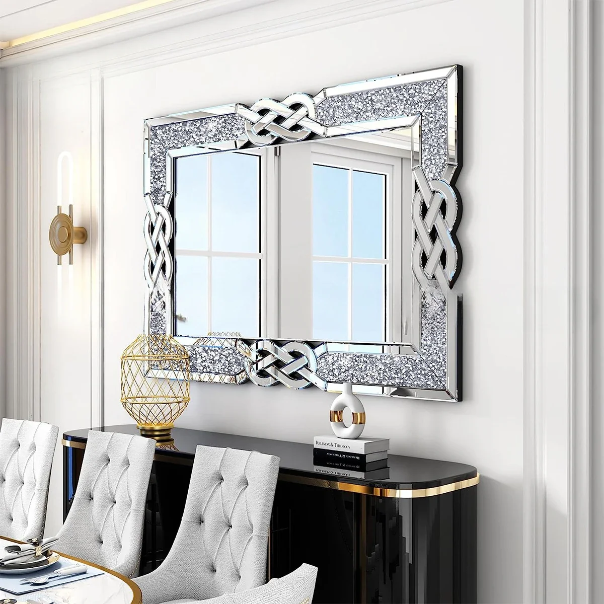 Hot-selling mirror creative rhinestone with diamond set entrance living room bathroom decorative hanging mirror wall hanging mir