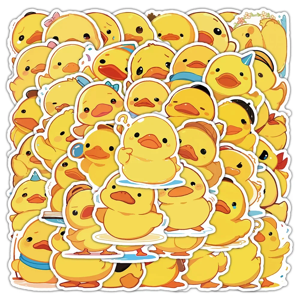 50PCS Kleine Gelbe Ente Aufkleber Niedlichen Tier Graffiti Aufkleber Cartoon Meme DIY Gepäck Laptop Telefon Gitarre Auto Kinder Spielzeug Aufkleber
