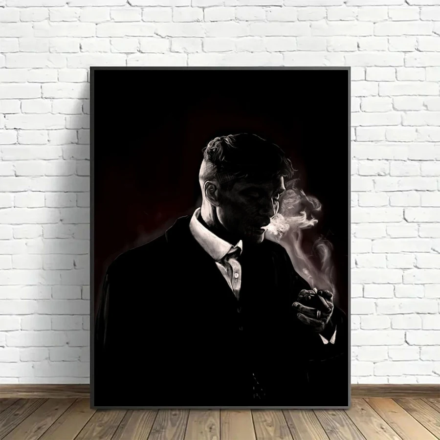 Peaky Blinders Poster Thomas Shelby Smoking Canvas Print Vintage TV Show Rapper Actor Wall Art Painting Room Decor No Frame