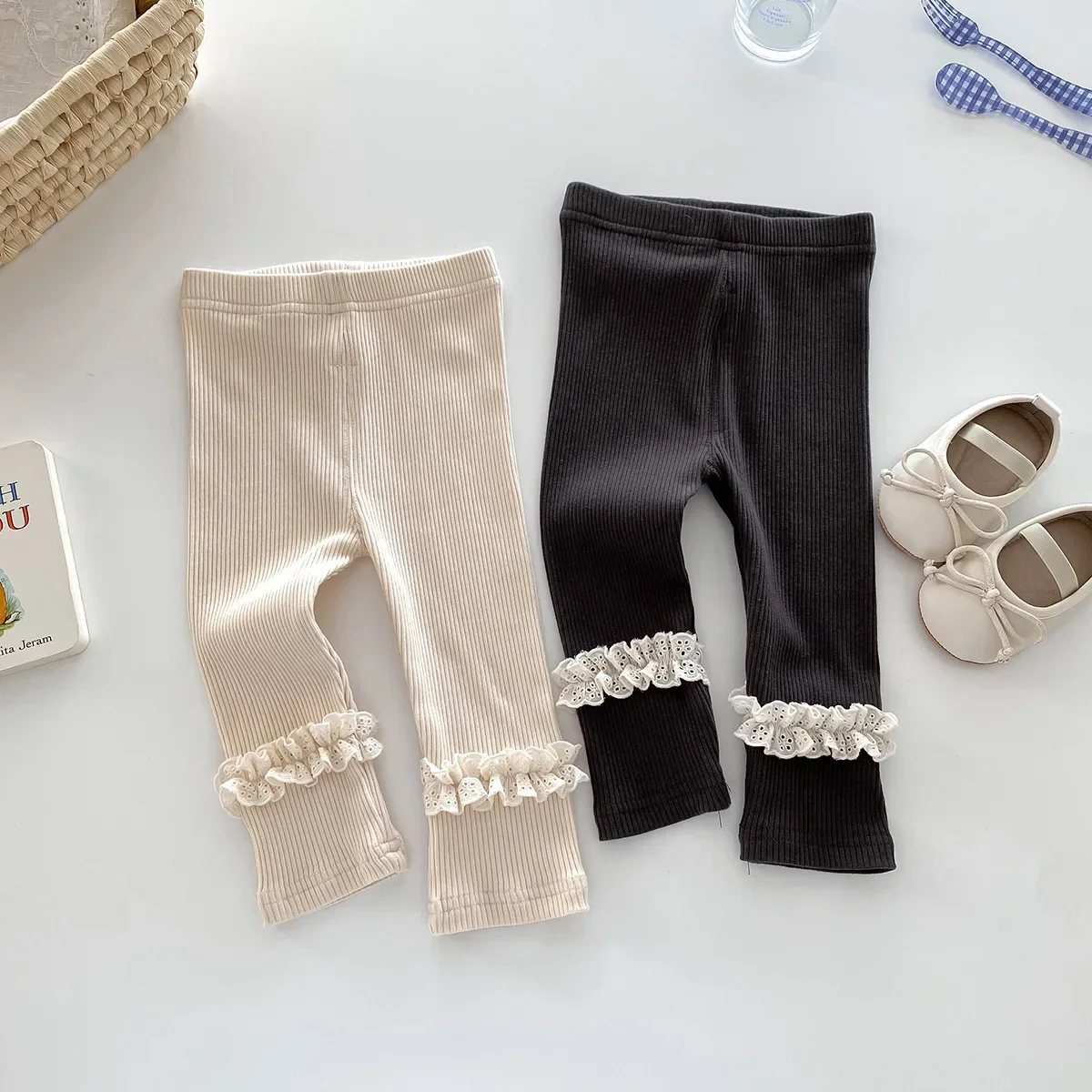 Girls Underpants Autumn 2024 New Baby Pants Korean Fashion Lace Outer Pants Casual Pants Spring and Autumn