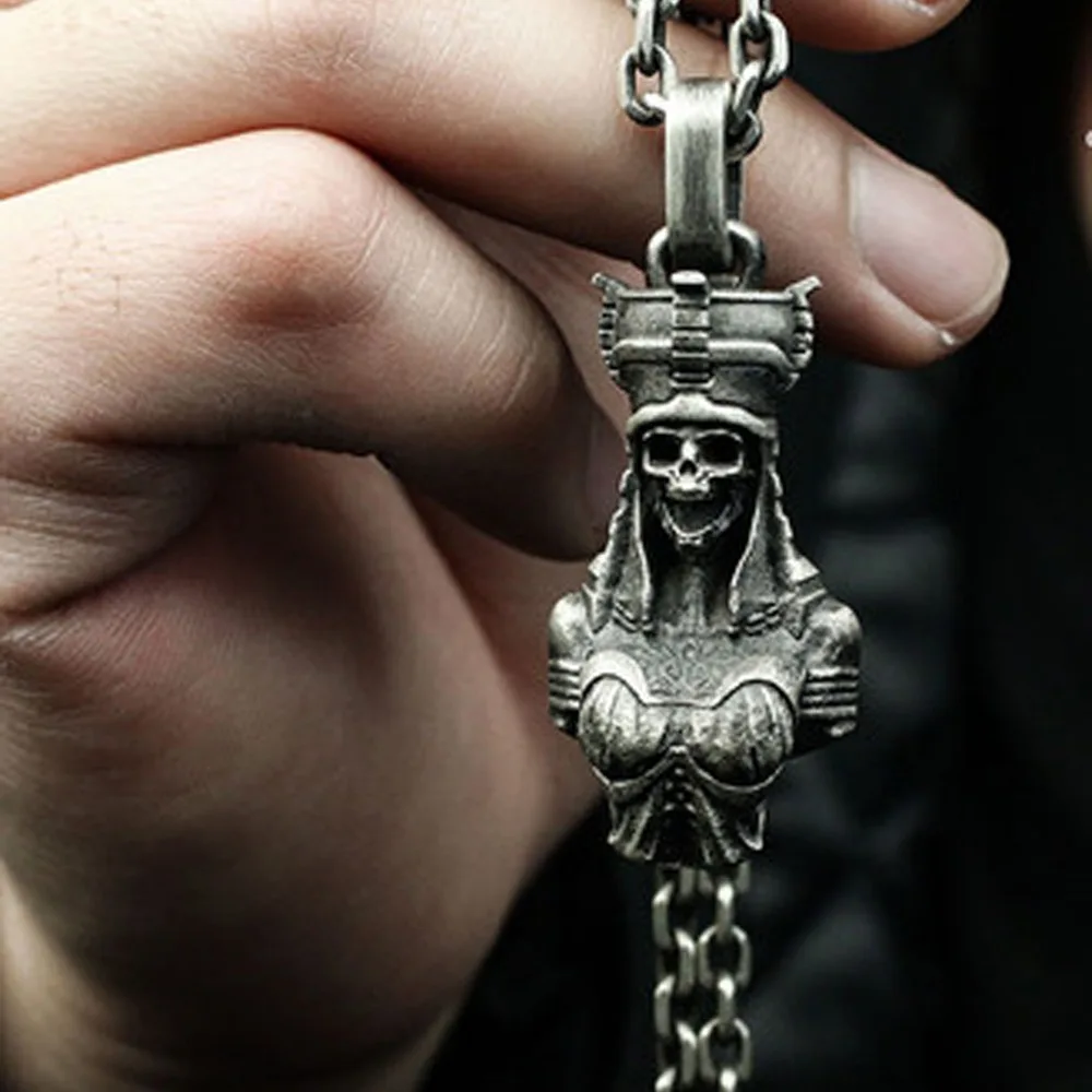 اتجاهات الموضة البسيطة، قلادة كليوباترا اليونانية القديمة لملكة فرعون الشيطان، مجوهرات هدية على شكل هيكل عظمي عتيق لحفلات الشارع