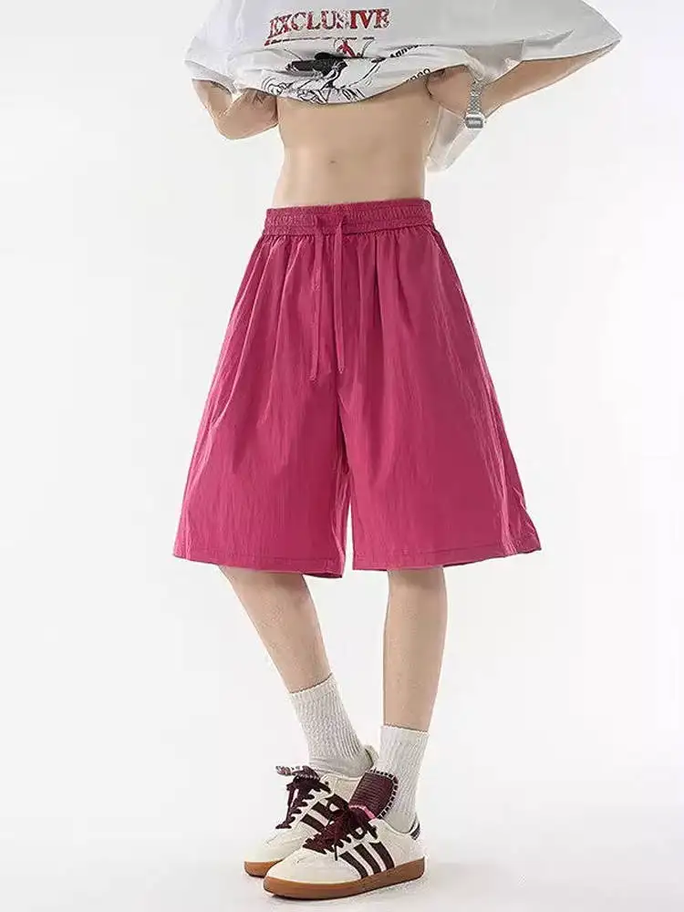 

Dopne светло-голубые мужские orts Summer Ice Silk Qui Dry, тонкие повседневные спортивные прямые пляжные брюки с пятью точками