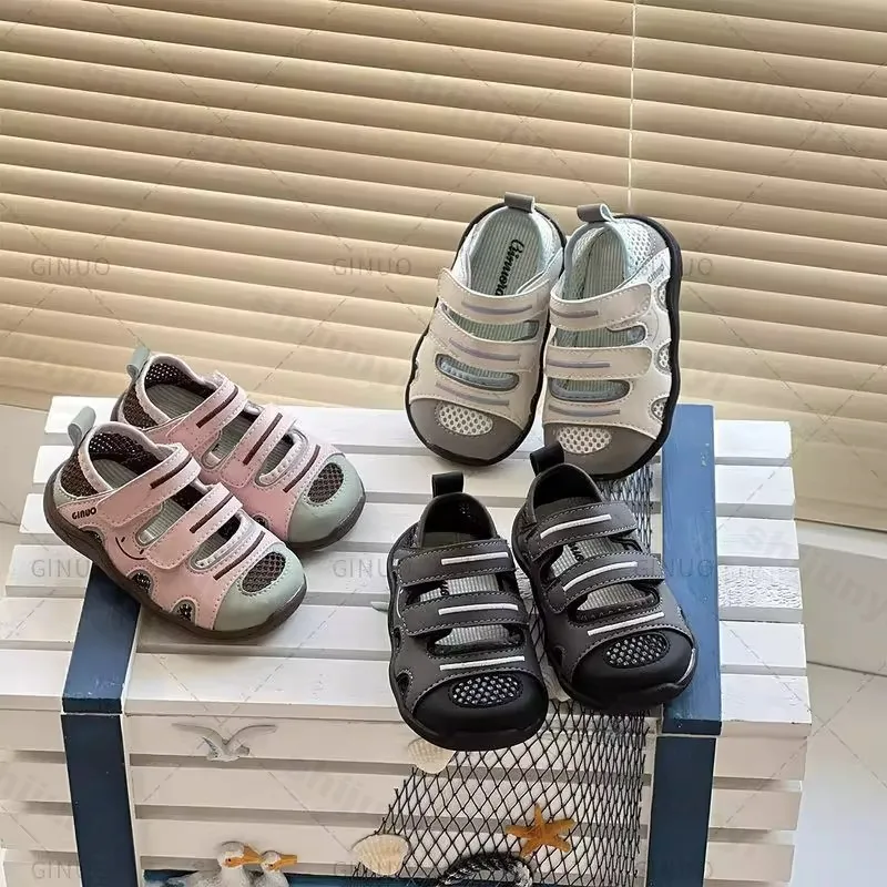 

Children Sandals 2025 Summer New Baby Soft Soled Sneakers Korean Edition Versatile Hollow Breathable Mesh Comfortable Cool Shoes