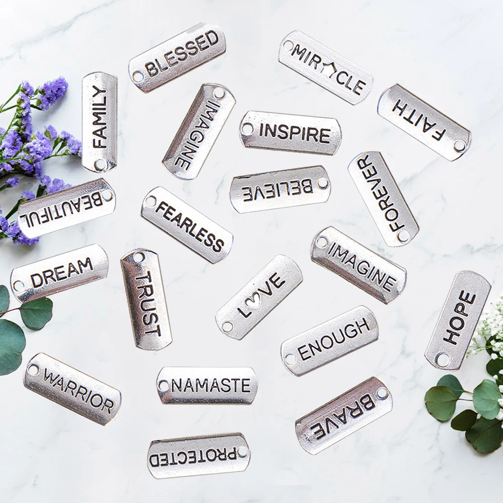 

80pcs Diy Pendants Inspirational Word Alloy Jewelry Accessories Necklace Bracelet Making Durable Material Exquisite Design