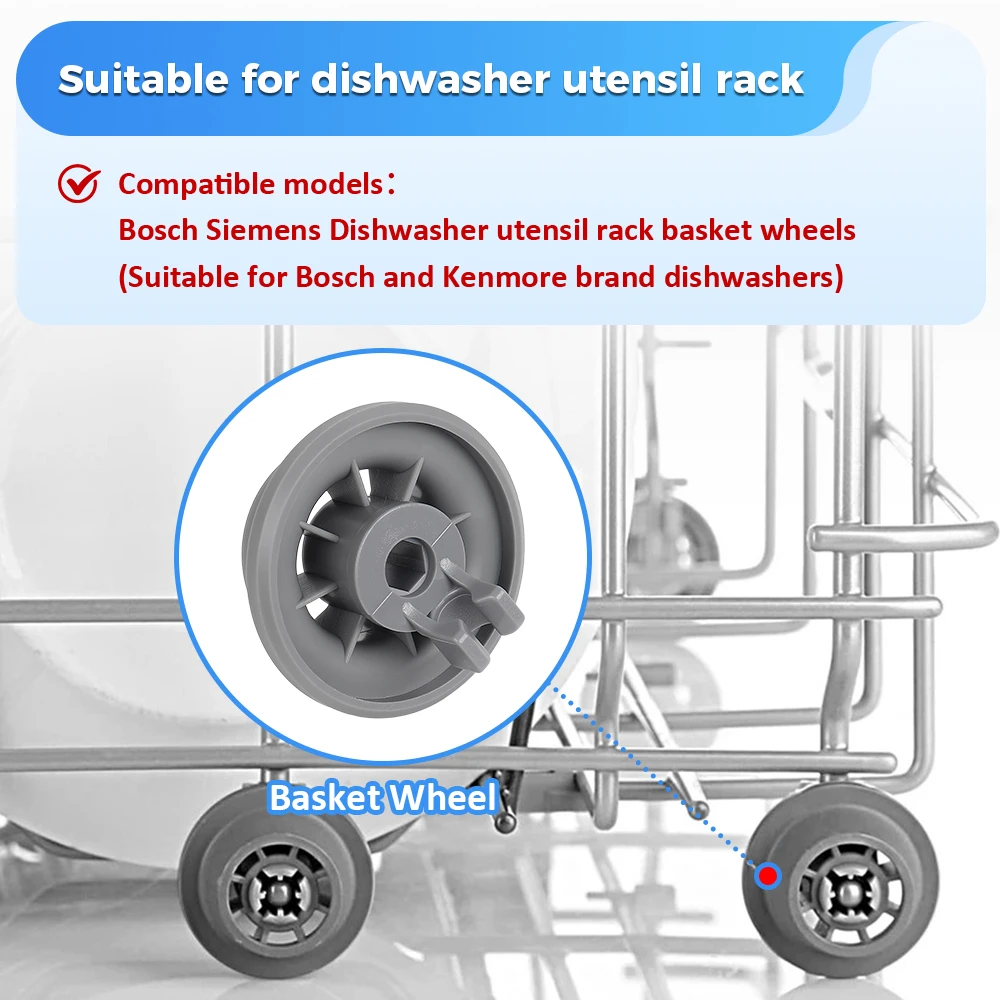 12PCS Dishwasher Basket Roll Lower Basket Wheels For Bosch For Balay For Siemens For Neff Dishwasher Lower Bottom Basket Wheels