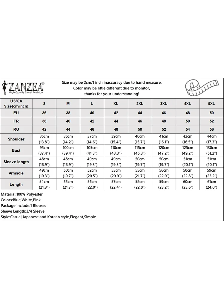 Femmes élégantes dentelle Blouse ZANZEA 3/4 manches bouffantes couleur unie tunique hauts 2025 automne col rond transparent décontracté bureau dame chemises