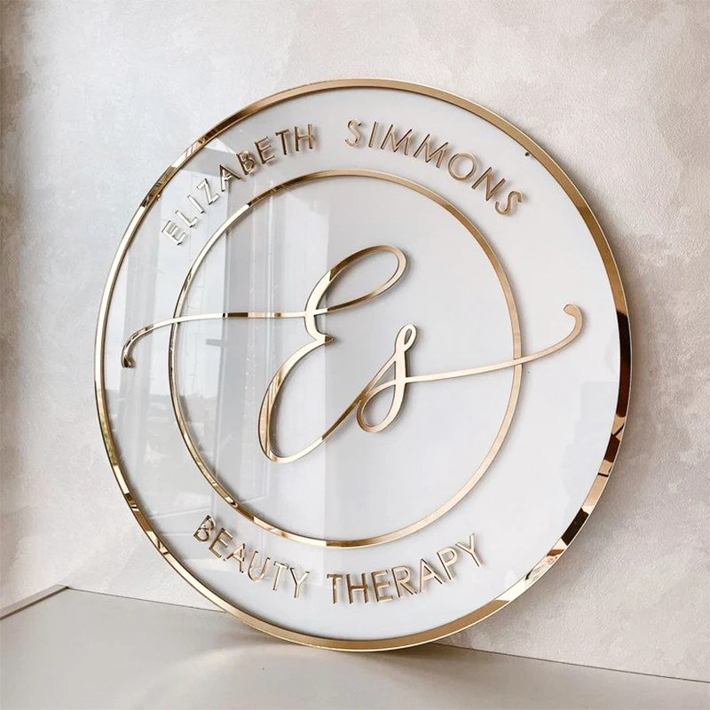 

Customized Round Acrylic Name Desk display Frames For Bride Groom Hair Studio 3d Beauty Salon Sign makeup lash shop sign